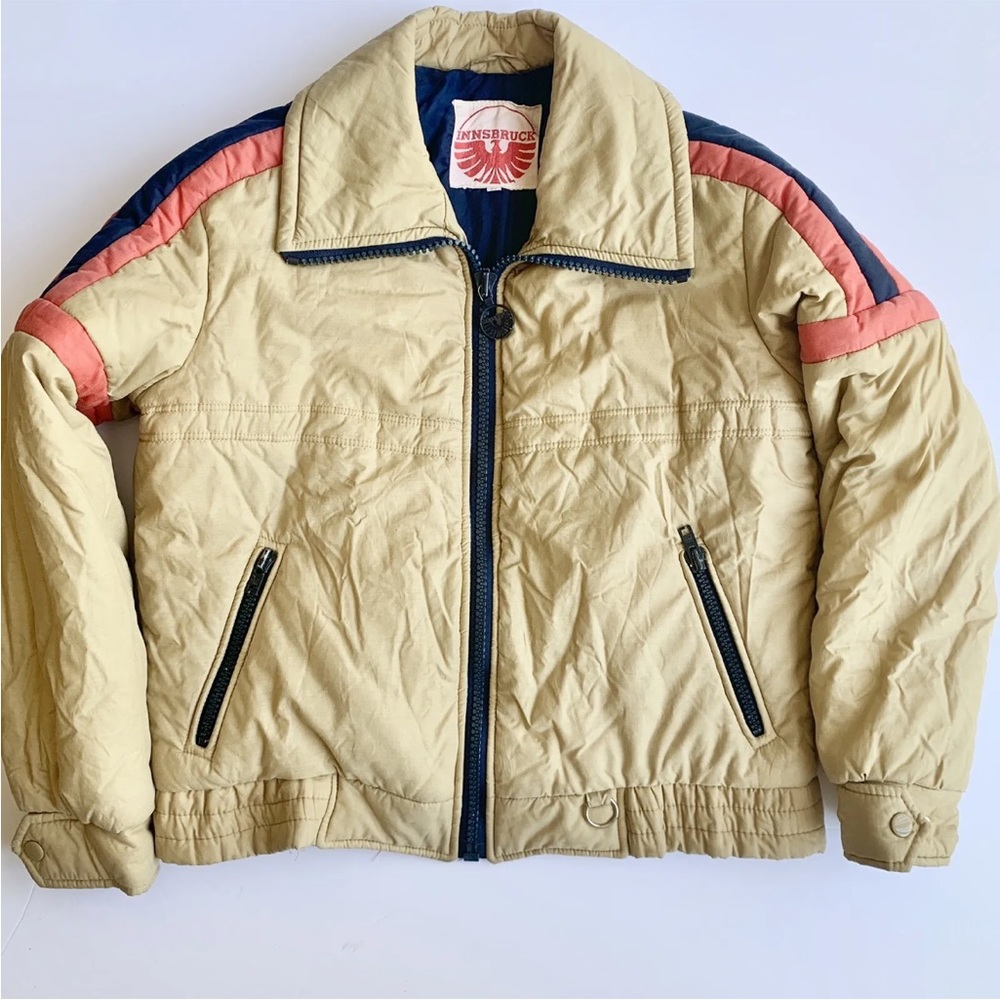 Vintage 80s tan bomber puffer coat